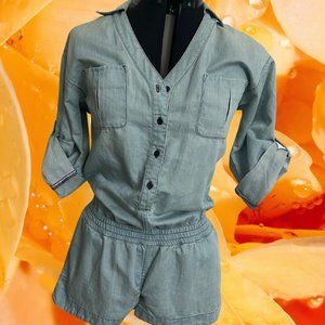 AG Adriano Goldschmidt Cotton & Linen Denim Romper